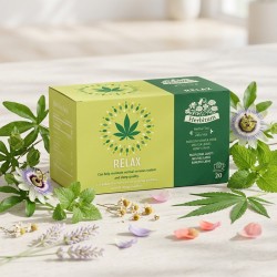 Relax with hemp, herbal tea for the nervous system, relaxation and sleep support, Herbitum, 20 Tea Bags